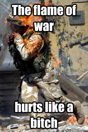 The flame of war hurts like a bitch  - The flame of war hurts like a bitch   Burning soldier