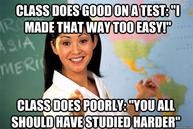 Class does good on a test: 