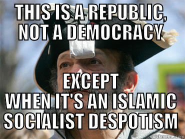 THIS IS A REPUBLIC, NOT A DEMOCRACY EXCEPT WHEN IT'S AN ISLAMIC SOCIALIST DESPOTISM Misc