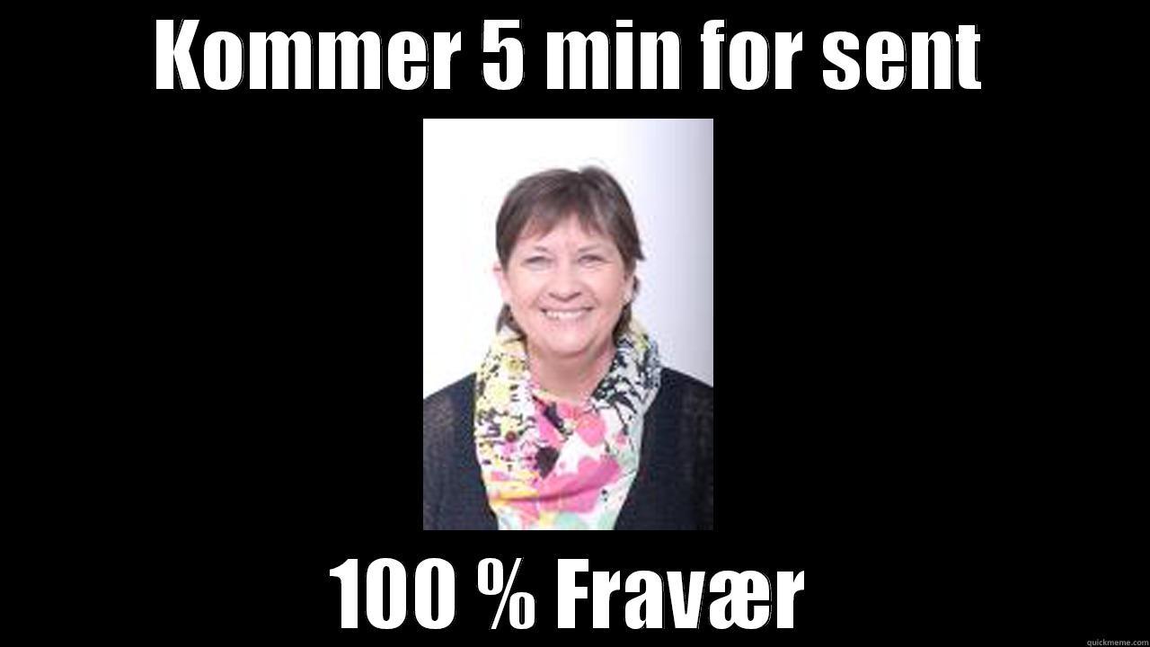 KOMMER 5 MIN FOR SENT 100 % FRAVÆR Misc