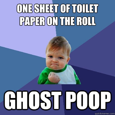 one sheet of toilet paper on the roll  Ghost poop  Success Kid