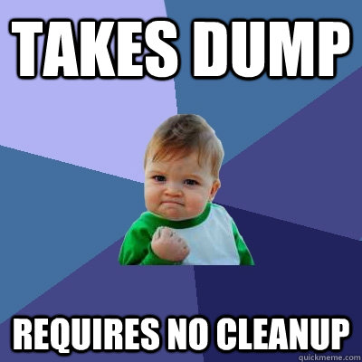 Takes dump requires no cleanup  Success Kid