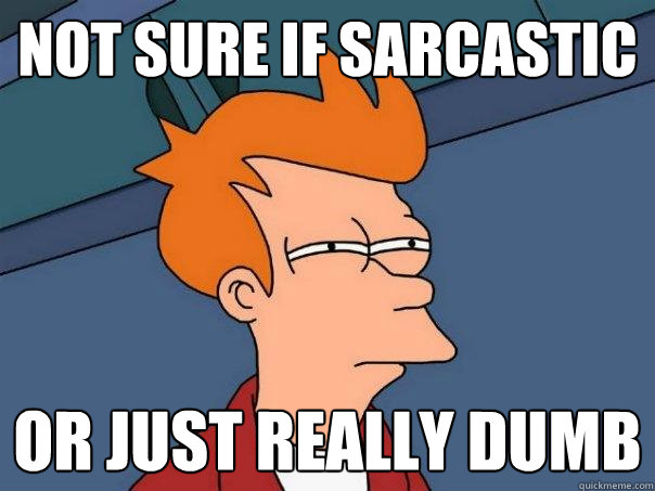 Not Sure if Sarcastic Or just really dumb  Futurama Fry