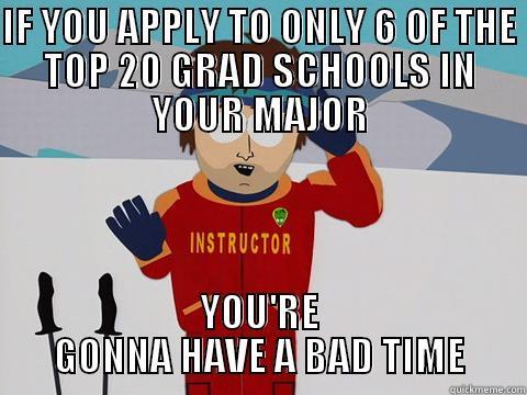 IF YOU APPLY TO ONLY 6 OF THE TOP 20 GRAD SCHOOLS IN YOUR MAJOR YOU'RE GONNA HAVE A BAD TIME Youre gonna have a bad time