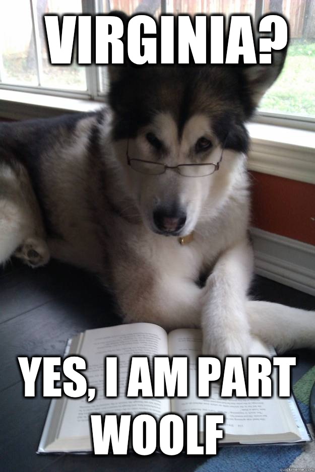 Virginia? Yes, I am part Woolf - Virginia? Yes, I am part Woolf  Condescending Literary Pun Dog