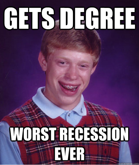 Gets Degree worst recession ever  Bad Luck Brian