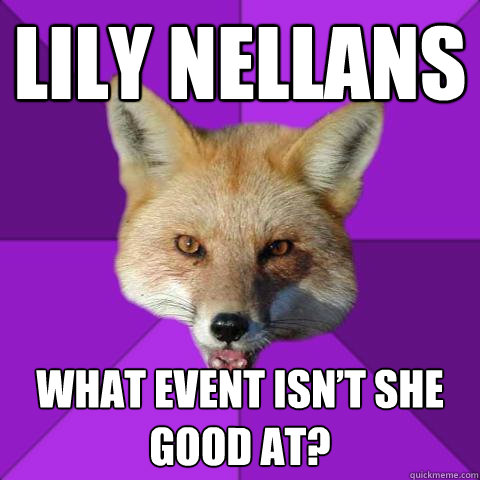 Lily nellans What event isn’t she good at?  Forensics Fox