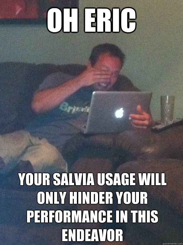 OH ERIC YOUR SALVIA USAGE WILL ONLY HINDER YOUR PERFORMANCE IN THIS ENDEAVOR   MEME DAD