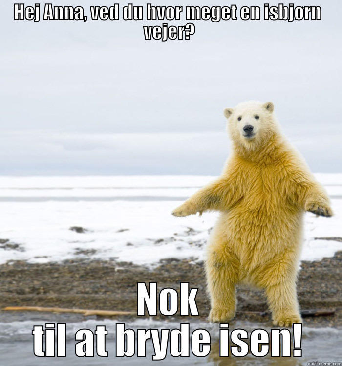 funny icebear - HEJ ANNA, VED DU HVOR MEGET EN ISBJØRN  VEJER? NOK TIL AT BRYDE ISEN! Misc