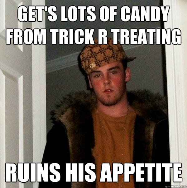 Get's lots of candy from trick r treating Ruins his appetite  Scumbag Steve