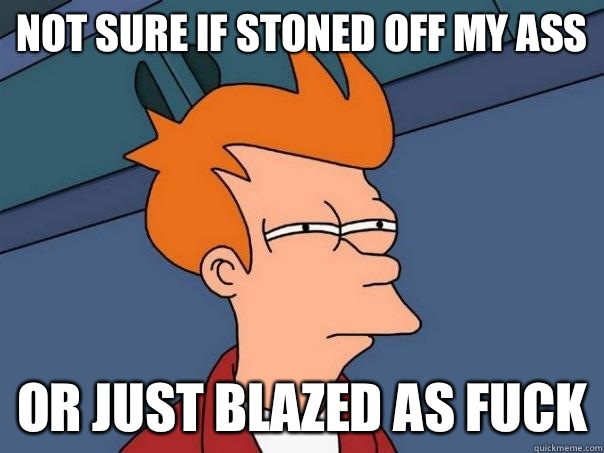 Not sure if stoned off my ass Or just blazed as fuck  Futurama Fry