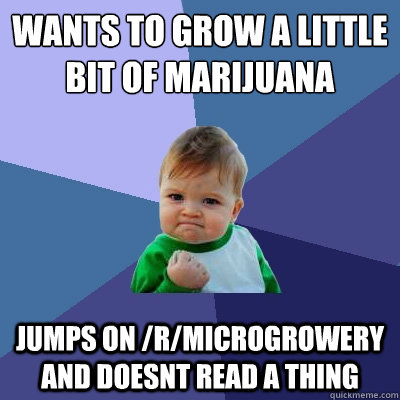 Wants to grow a little bit of marijuana jumps on /r/microgrowery and doesnt read a thing  Success Kid