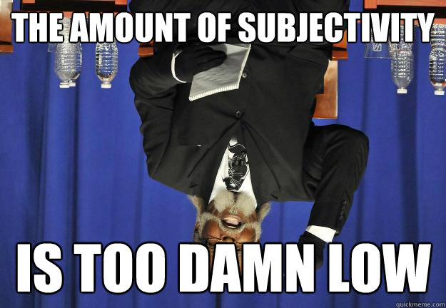 The amount of subjectivity is too damn low  Too Damn Low