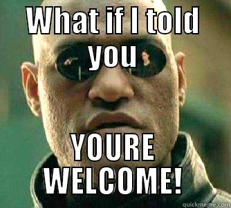 WHAT IF I TOLD YOU YOURE WELCOME! Matrix Morpheus