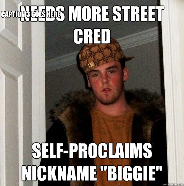 Needs more street cred Self-proclaims nickname 