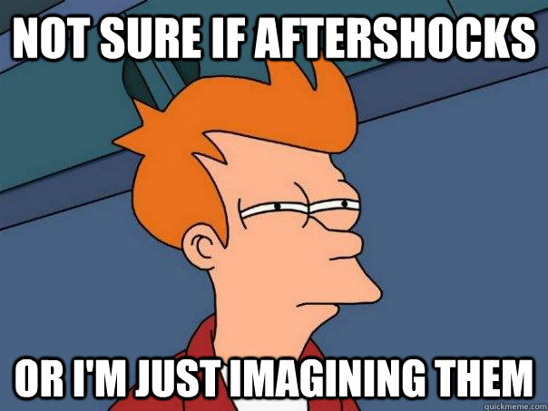 Not sure if aftershocks Or i'm just imagining them  Futurama Fry