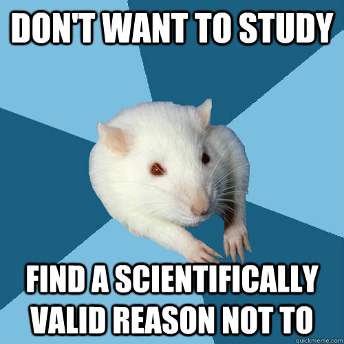 Don't want to study Find a scientifically valid reason not to  Psychology Major Rat