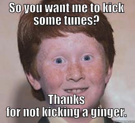 SO YOU WANT ME TO KICK SOME TUNES? THANKS FOR NOT KICKING A GINGER. Over Confident Ginger