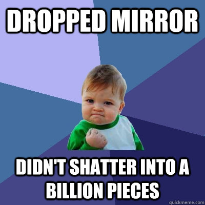 dropped mirror didn't shatter into a billion pieces - dropped mirror didn't shatter into a billion pieces  Success Kid