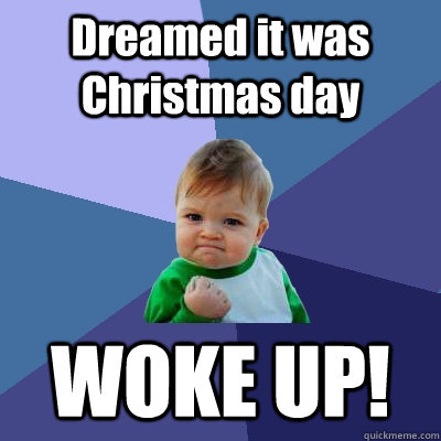 Dreamed it was Christmas day WOKE UP!  Success Kid