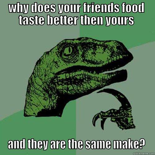 Why is it your friends food  - WHY DOES YOUR FRIENDS FOOD TASTE BETTER THEN YOURS AND THEY ARE THE SAME MAKE? Philosoraptor