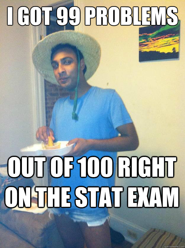 I got 99 Problems out of 100 right on the stat exam  