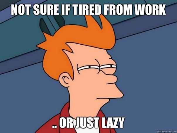 Not sure if tired from work .. or just lazy  Futurama Fry