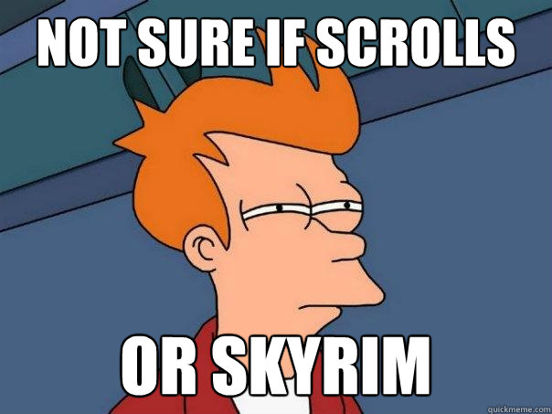 not sure if scrolls or skyrim  Futurama Fry