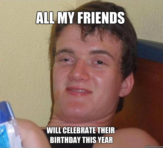 ALL MY FRIENDS WILL CELEBRATE THEIR
 BIRTHDAY THIS YEAR - ALL MY FRIENDS WILL CELEBRATE THEIR
 BIRTHDAY THIS YEAR  The High Guy