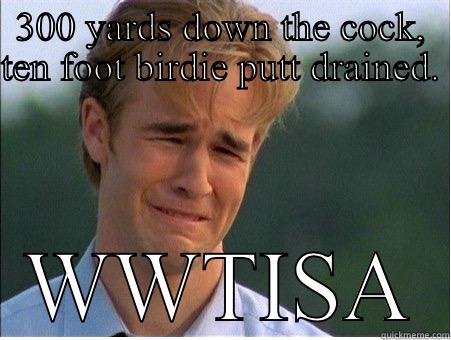 300 YARDS DOWN THE COCK, TEN FOOT BIRDIE PUTT DRAINED.  WWTISA 1990s Problems