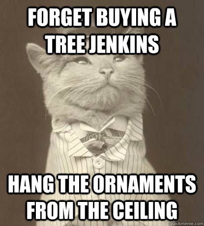 FORGET BUYING A TREE JENKINS HANG THE ORNAMENTS FROM THE CEILING  Aristocat