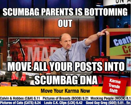 Scumbag parents is bottoming out
 move all your posts into scumbag dna  Mad Karma with Jim Cramer