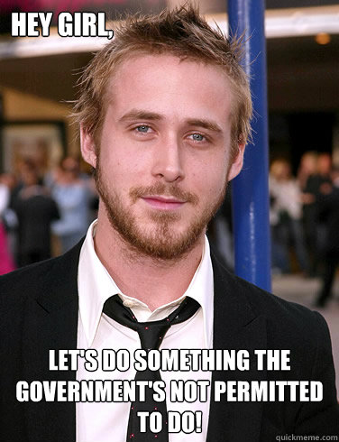 Hey girl,  Let's do something the government's not permitted to do!  Paul Ryan Gosling