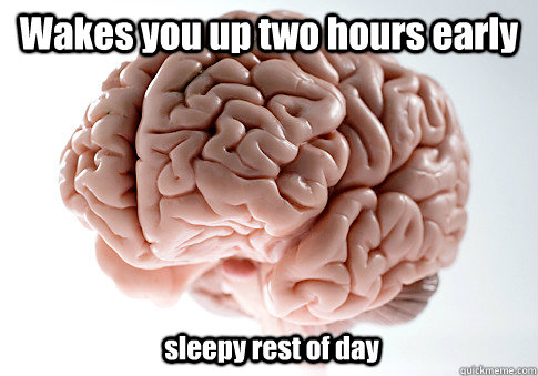 Wakes you up two hours early sleepy rest of day  Scumbag Brain