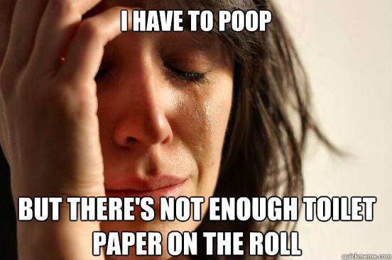 I have to poop
 But there's not enough toilet
paper on the roll  Caption 4 goes here  First World Problems