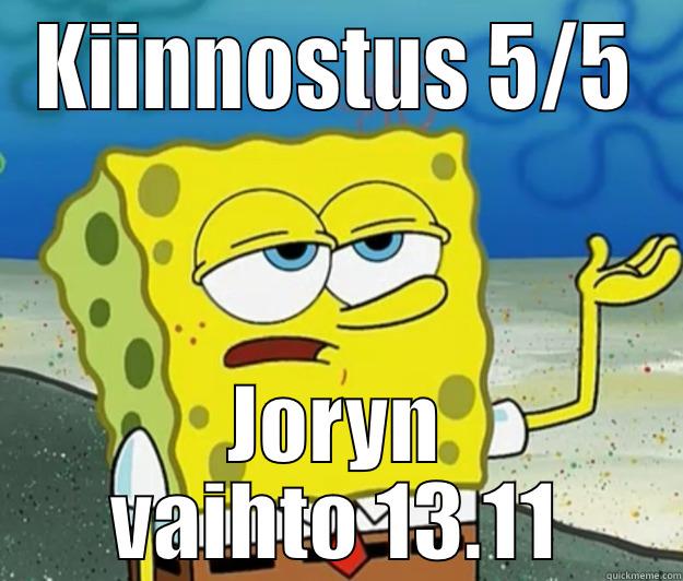 Jorya kiinnostaa - KIINNOSTUS 5/5 JORYN VAIHTO 13.11 Tough Spongebob