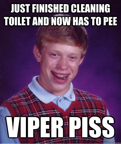 Just finished cleaning toilet and now has to pee Viper piss - Just finished cleaning toilet and now has to pee Viper piss  Bad Luck Brian