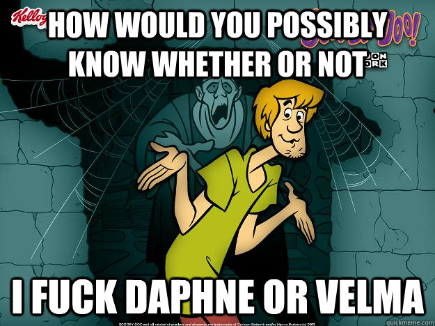 How would you possibly know whether or not I fuck Daphne or velma  Irrational Shaggy