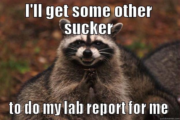 I'LL GET SOME OTHER SUCKER TO DO MY LAB REPORT FOR ME Evil Plotting Raccoon