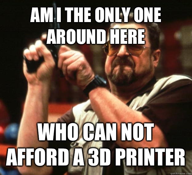 AM I THE ONLY ONE AROUND HERE WHO CAN NOT AFFORD A 3D PRINTER  Angry Walter