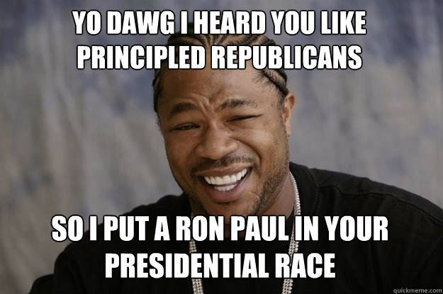 yo dawg i heard you like principled republicans so i put a ron paul in your presidential race  Xzibit meme