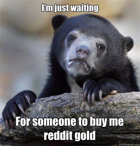 I'm just waiting For someone to buy me reddit gold  Confession Bear