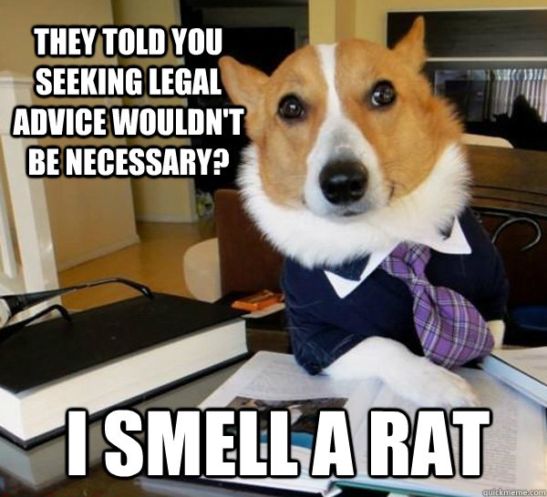 They told you seeking legal advice wouldn't be necessary? I smell a rat  Lawyer Dog