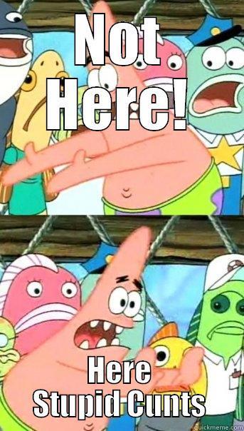 NOT HERE! HERE STUPID CUNTS Push it somewhere else Patrick