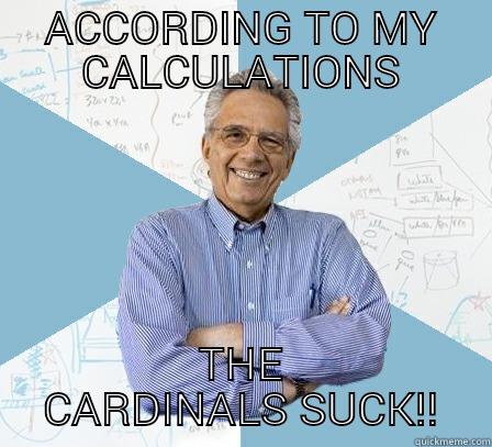 ACCORDING TO MY CALCULATIONS THE CARDINALS SUCK!! Engineering Professor