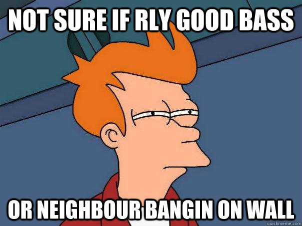 Not sure if rly good bass Or neighbour bangin on wall  Futurama Fry