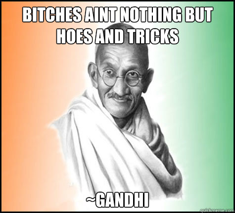 bitches aint nothing but hoes and tricks ~Gandhi  