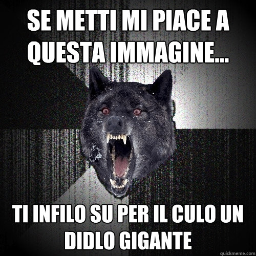 SE METTI MI PIACE A QUESTA IMMAGINE... TI INFILO SU PER IL CULO UN DIDLO GIGANTE  Insanity Wolf