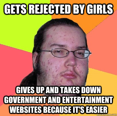 Gets rejected by girls gives up and takes down government and entertainment websites because it's easier - Gets rejected by girls gives up and takes down government and entertainment websites because it's easier  Butthurt Dweller