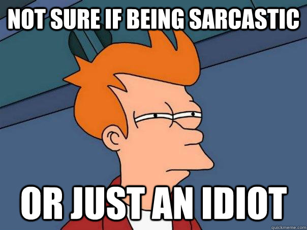 Not sure if being sarcastic or just an idiot  Futurama Fry